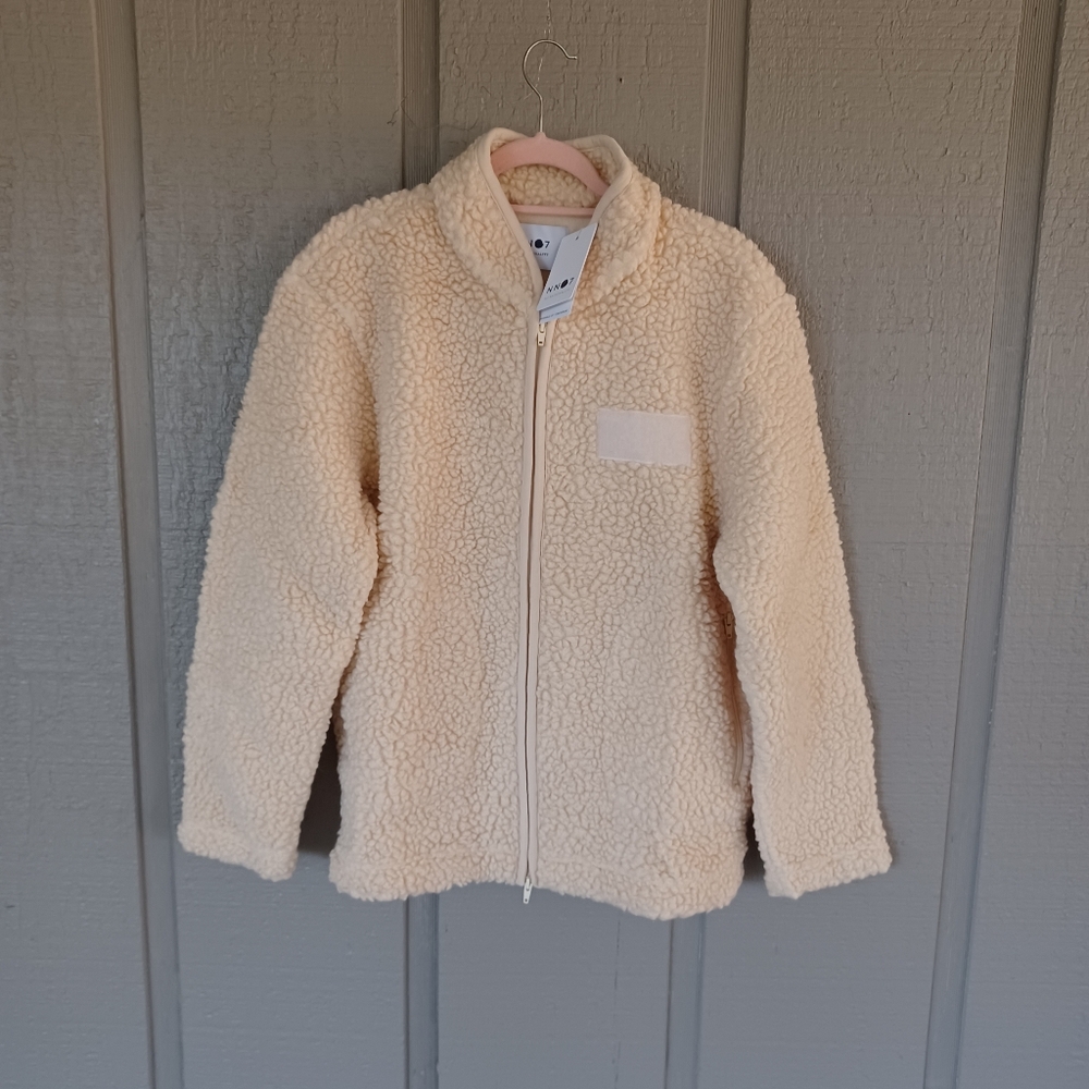 NN07 Men Morten Fleece Jacket Size XL Wool Blend Full Zip Long Sleeve In Cream